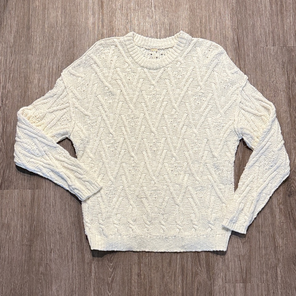 White Cable Knit Sweater by Free People